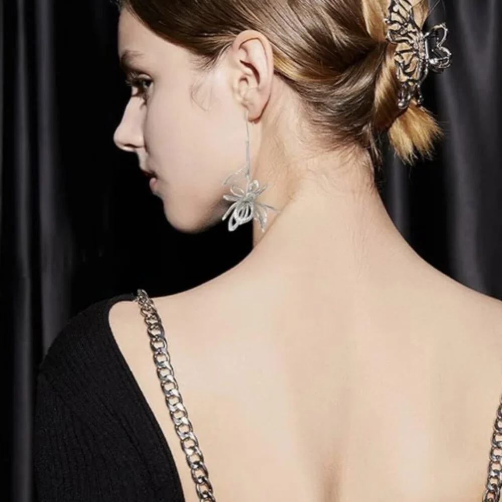Anthropologie Silver Flowers Earrings